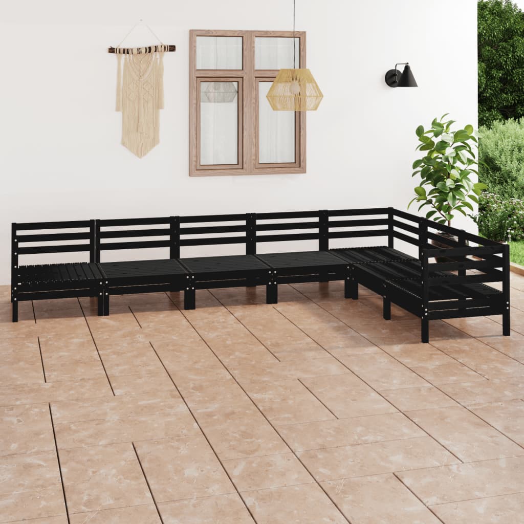 vidaXL 7 pcs conjunto lounge de jardim pinho maciço