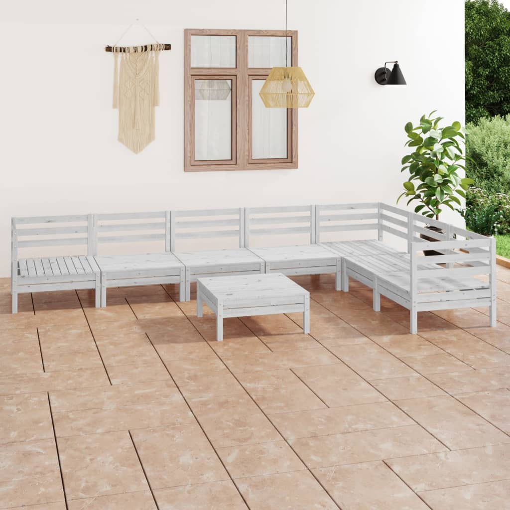 vidaXL 8 pcs conjunto lounge de jardim pinho maciço