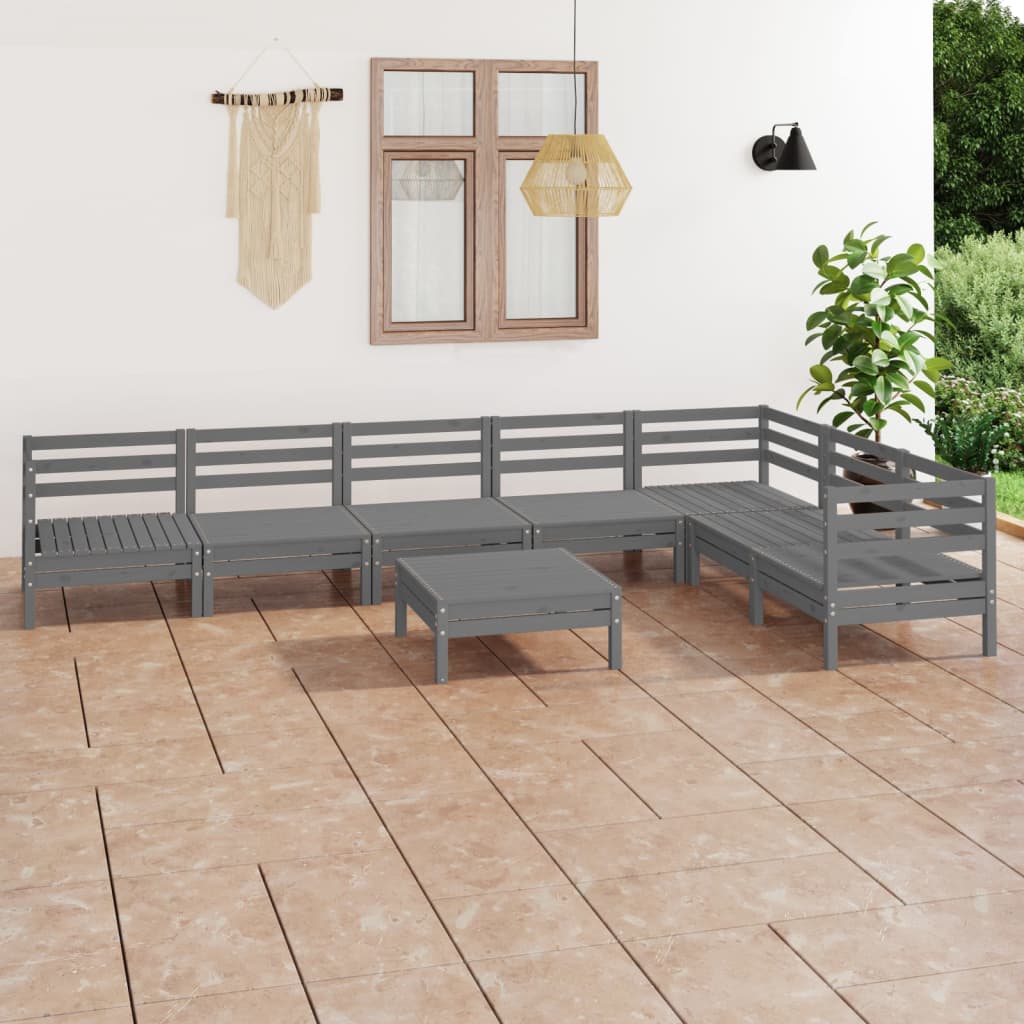 vidaXL 8 pcs conjunto lounge de jardim pinho maciço