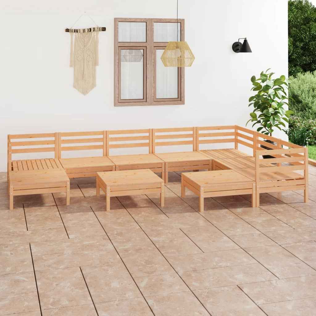 vidaXL 10 pcs conjunto lounge de jardim pinho maciço