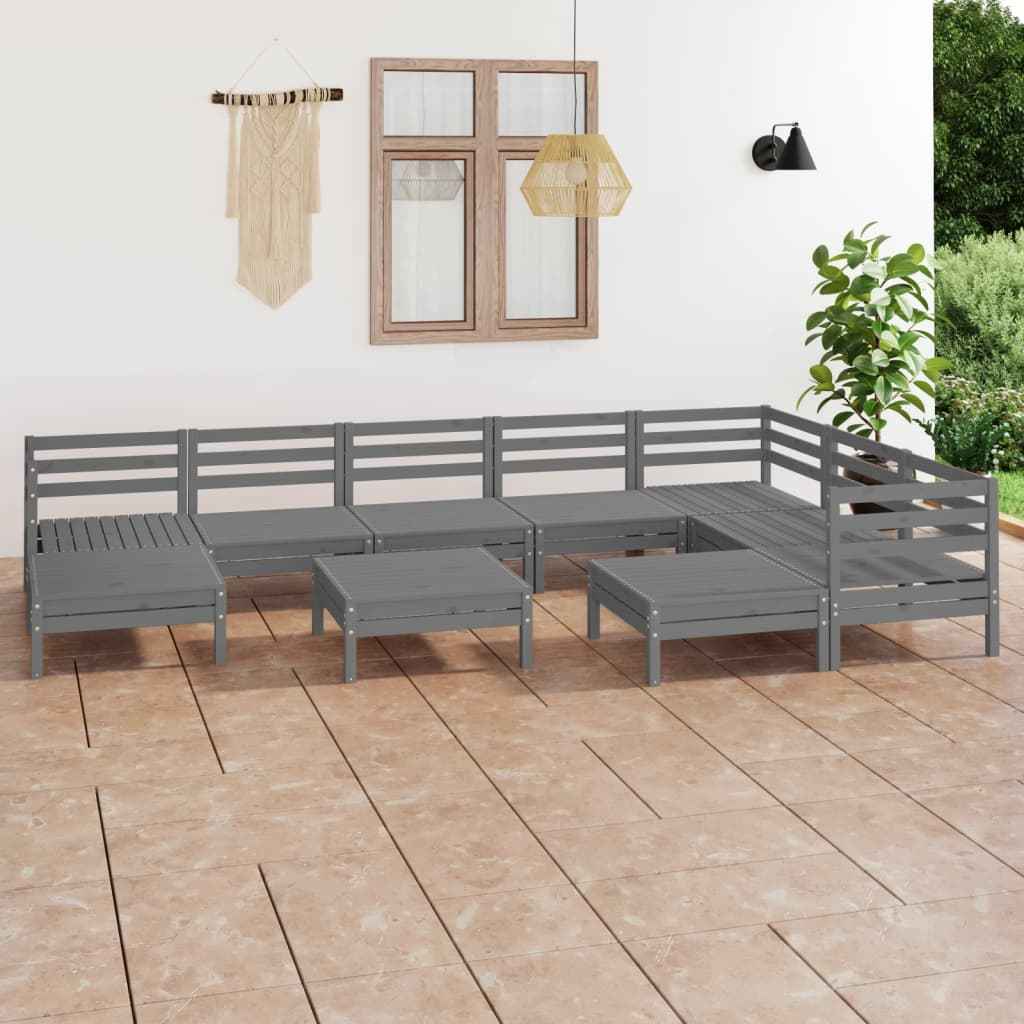vidaXL 10 pcs conjunto lounge de jardim pinho maciço
