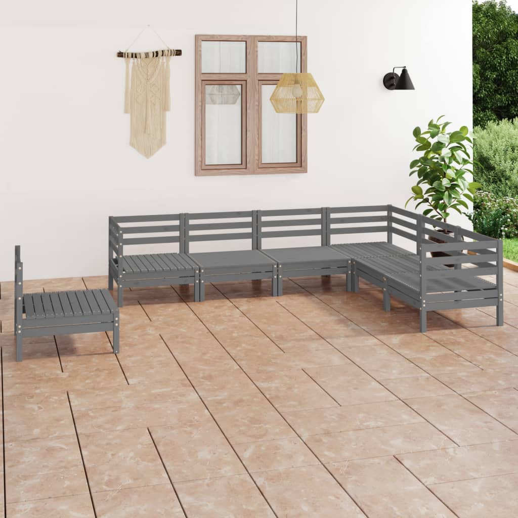 vidaXL 7 pcs conjunto lounge de jardim pinho maciço
