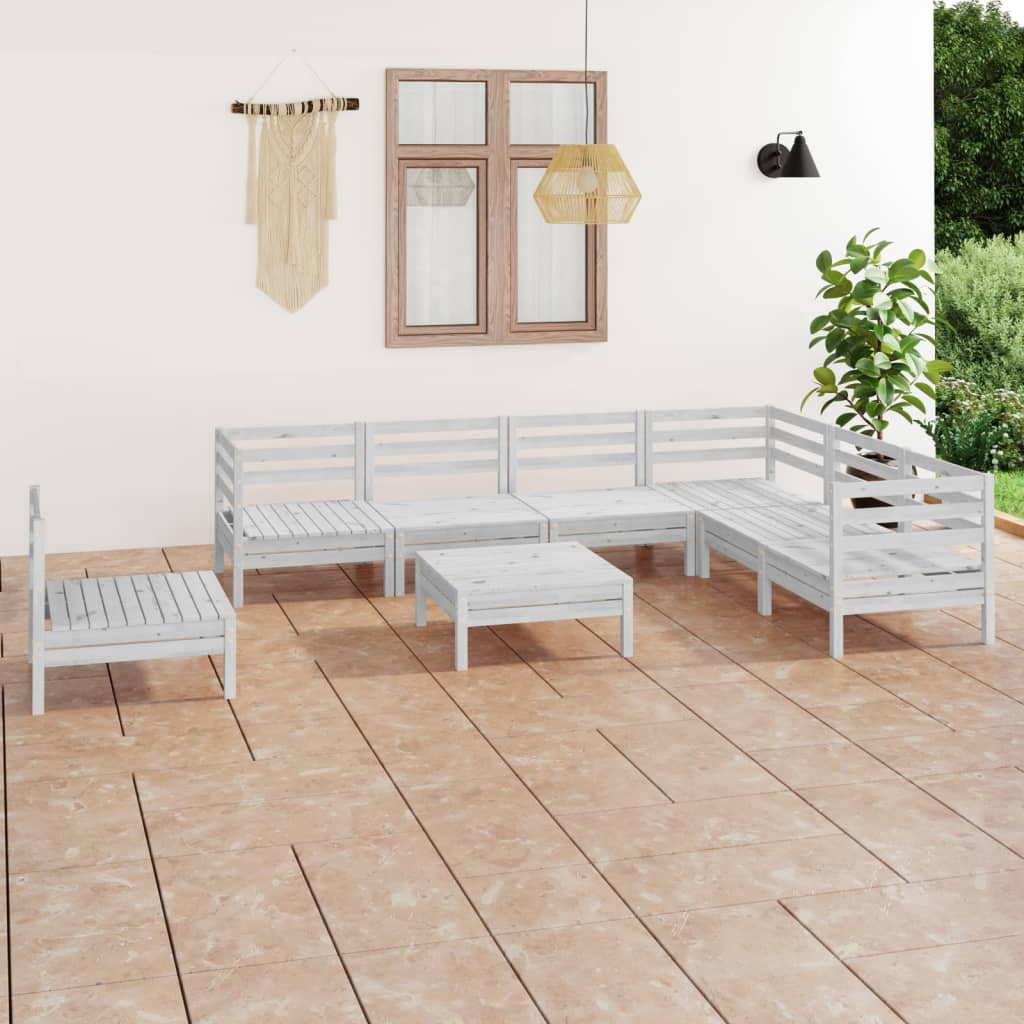 vidaXL 8 pcs conjunto lounge de jardim pinho maciço branco