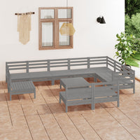 vidaXL 11 pcs conjunto lounge de jardim pinho maciço cinzento