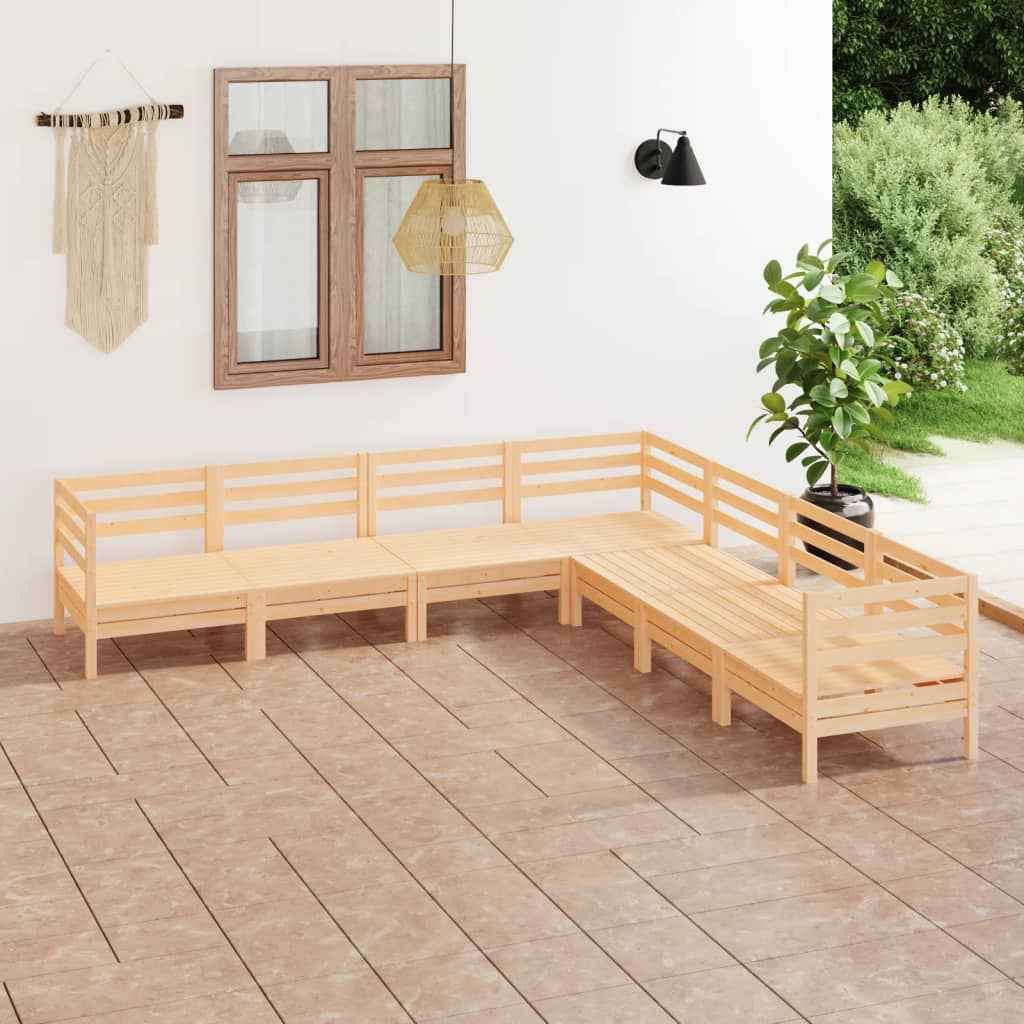 vidaXL 7 pcs conjunto lounge de jardim pinho maciço