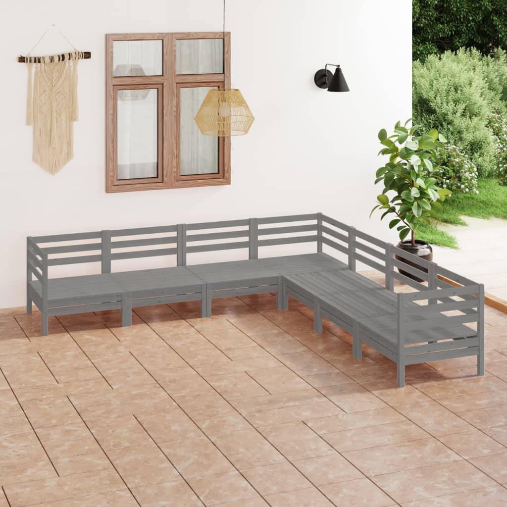 vidaXL 7 pcs conjunto lounge de jardim pinho maciço
