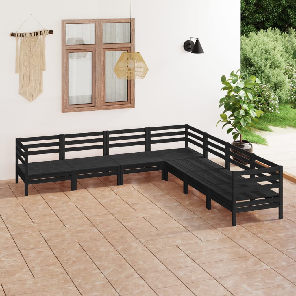 vidaXL 7 pcs conjunto lounge de jardim pinho maciço