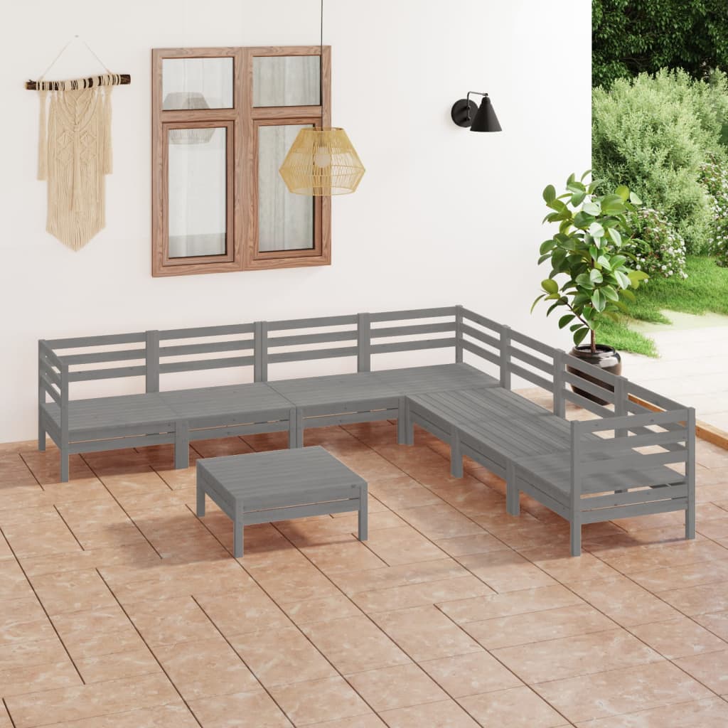 vidaXL 8 pcs conjunto lounge de jardim pinho maciço branco