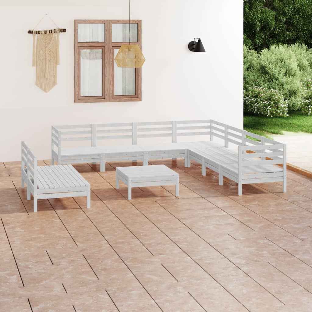 vidaXL 10 pcs conjunto lounge de jardim pinho maciço