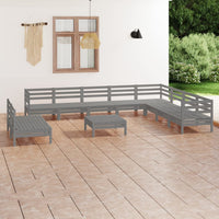 vidaXL 11 pcs conjunto lounge de jardim pinho maciço cinzento