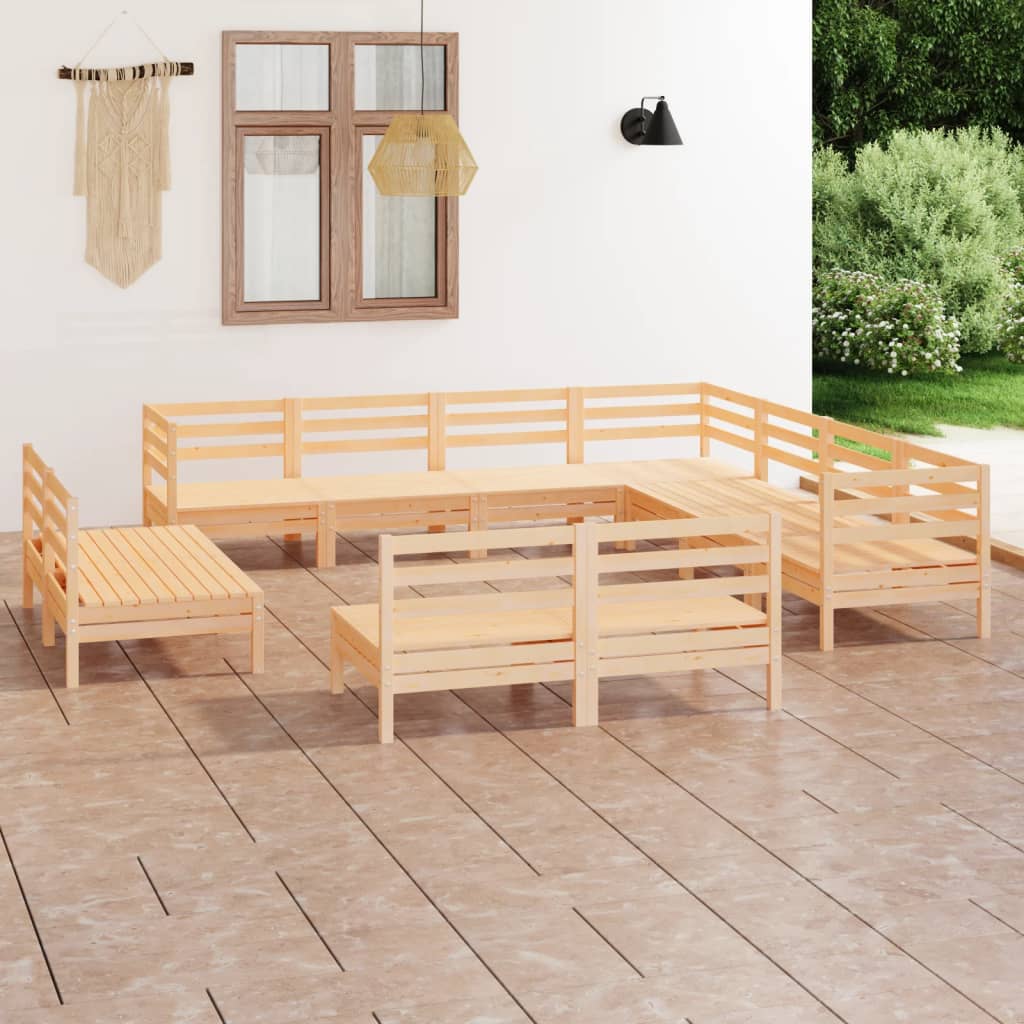 vidaXL 11 pcs conjunto lounge de jardim pinho maciço