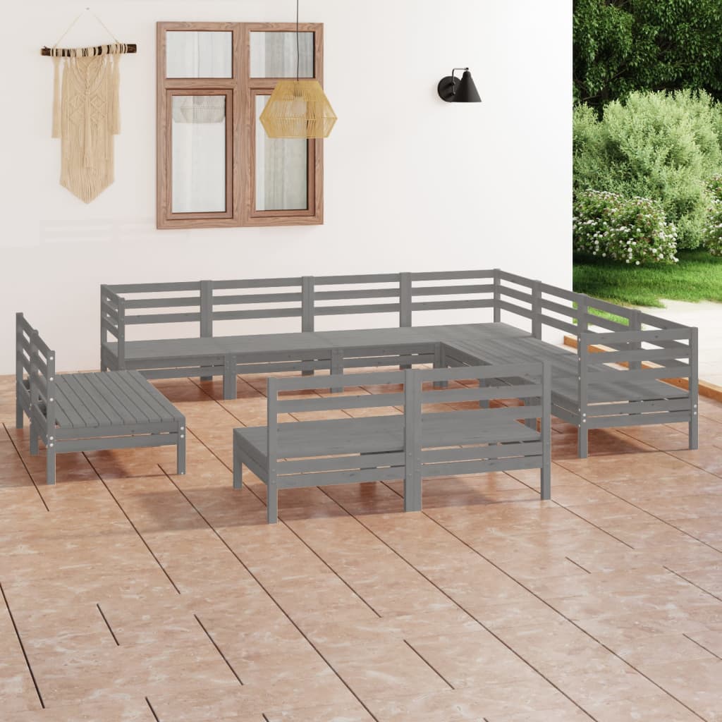 vidaXL 11 pcs conjunto lounge de jardim pinho maciço