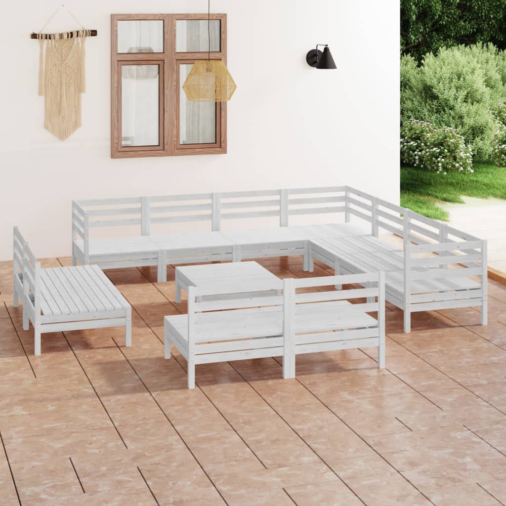 vidaXL 12 pcs conjunto lounge de jardim pinho maciço branco