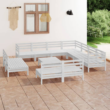 vidaXL 12 pcs conjunto lounge de jardim pinho maciço branco