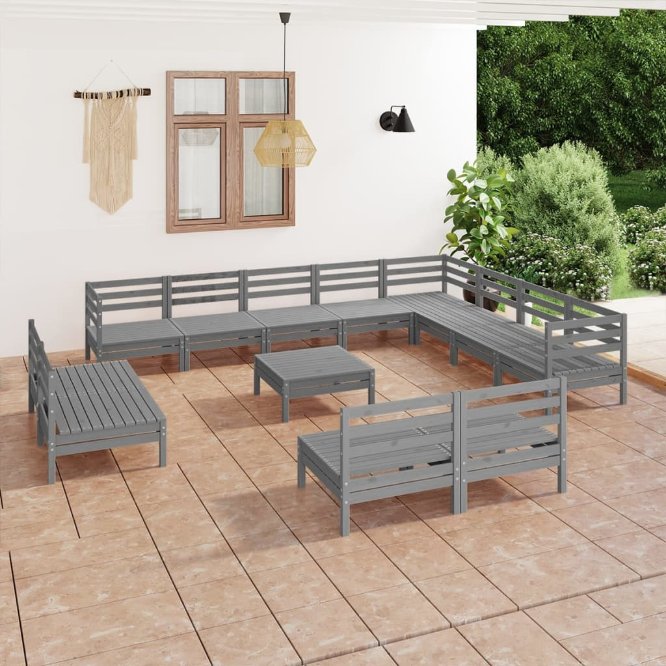 vidaXL 13 pcs conjunto lounge de jardim pinho maciço