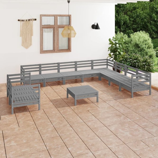 vidaXL 11 pcs conjunto lounge de jardim pinho maciço