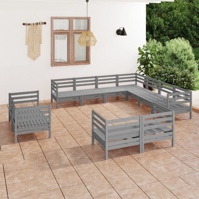 vidaXL 11 pcs conjunto lounge de jardim pinho maciço