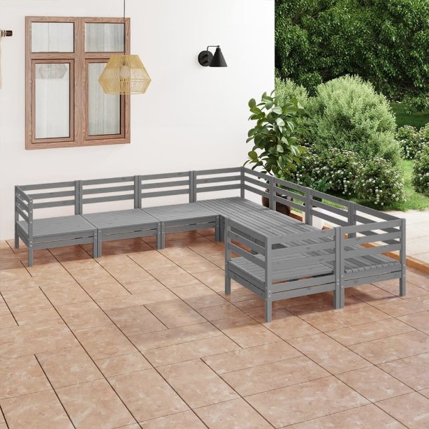 vidaXL 8 pcs conjunto lounge de jardim pinho maciço