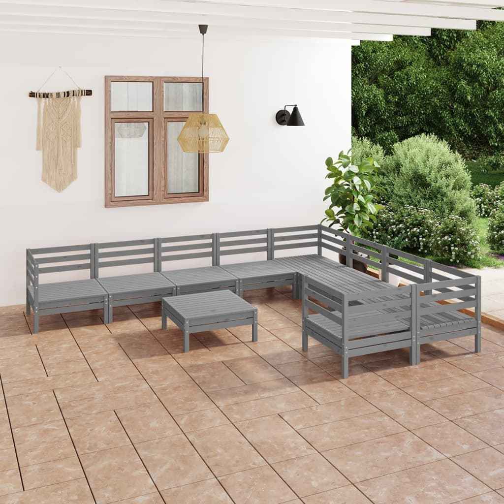 vidaXL 10 pcs conjunto lounge de jardim pinho maciço