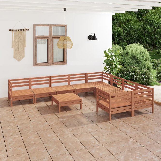 vidaXL 10 pcs conjunto lounge de jardim pinho maciço