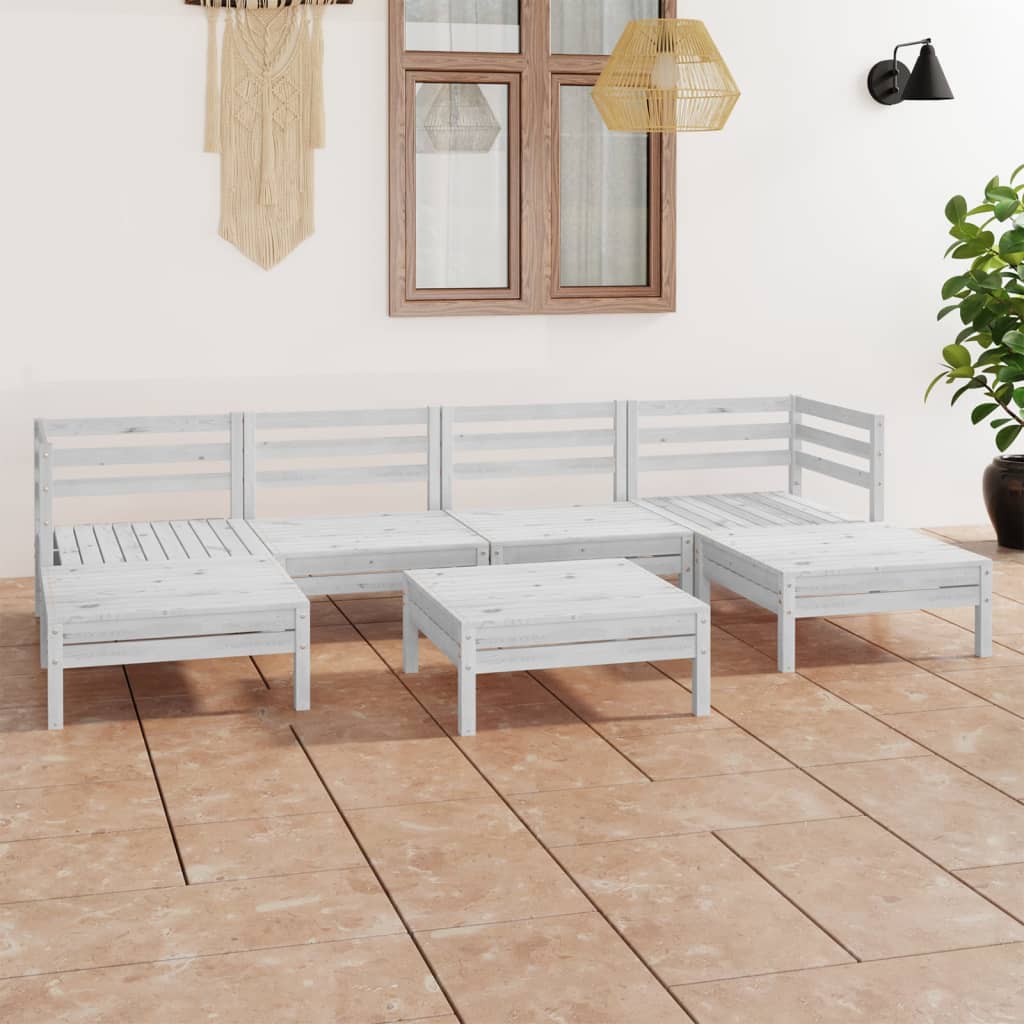 vidaXL 7 pcs conjunto lounge de jardim pinho maciço