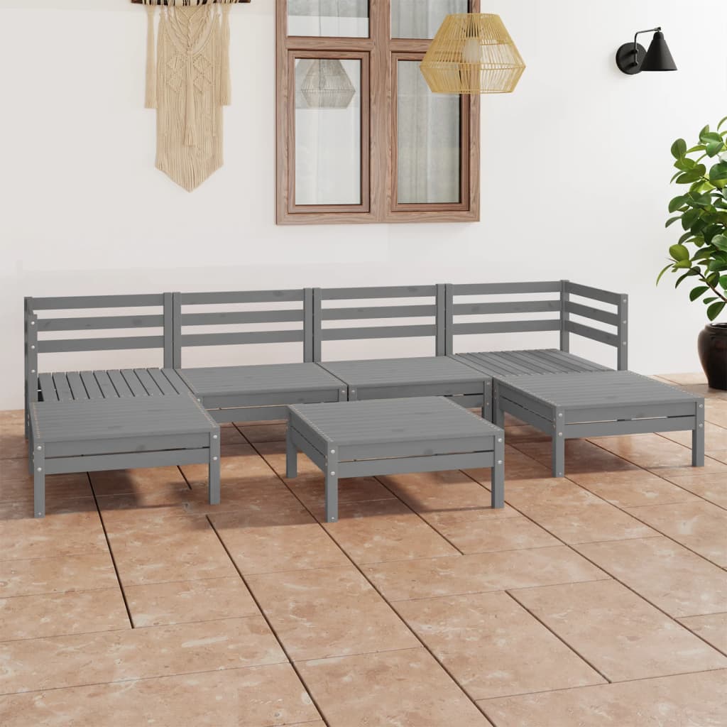 vidaXL 7 pcs conjunto lounge de jardim pinho maciço