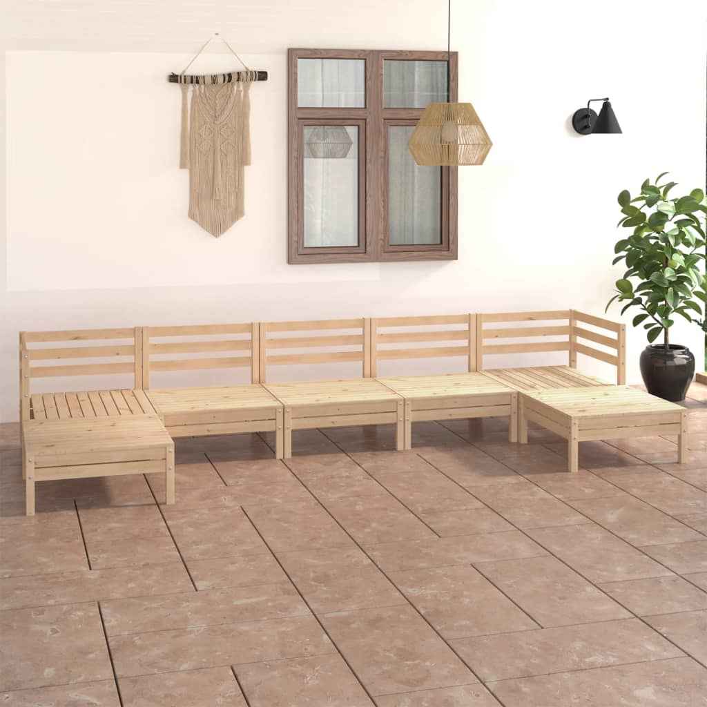 vidaXL 7 pcs conjunto lounge de jardim pinho maciço