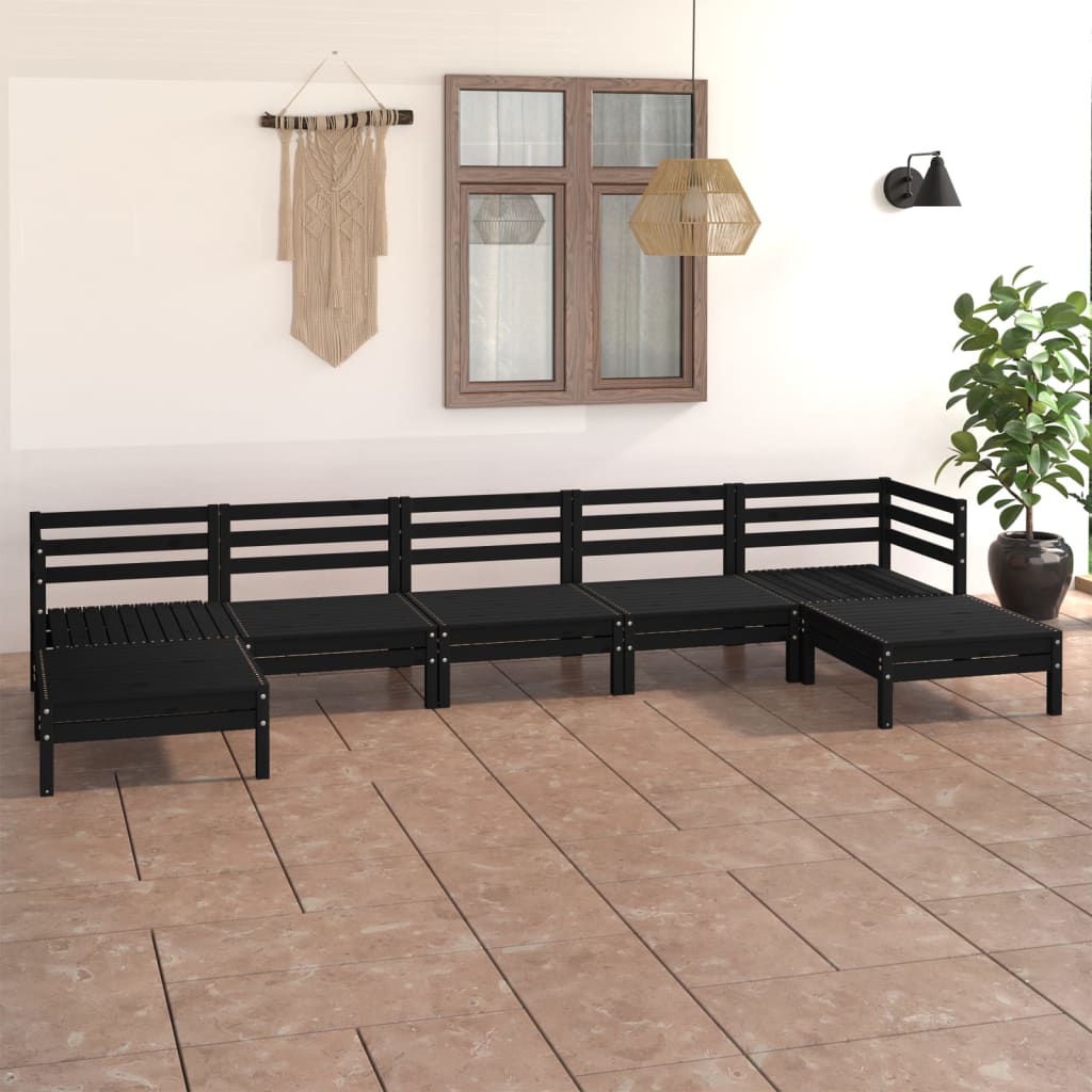 vidaXL 7 pcs conjunto lounge de jardim pinho maciço