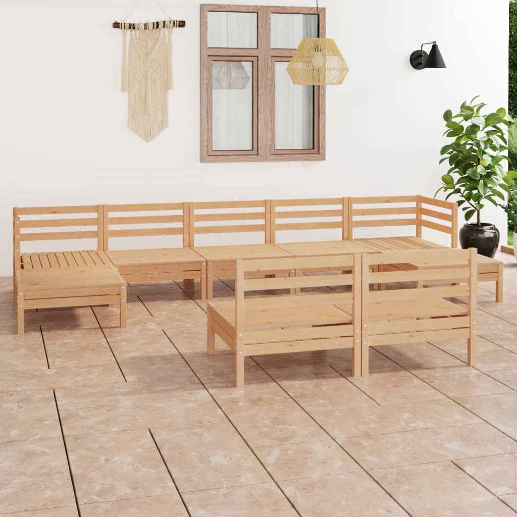 vidaXL 9 pcs conjunto lounge de jardim pinho maciço