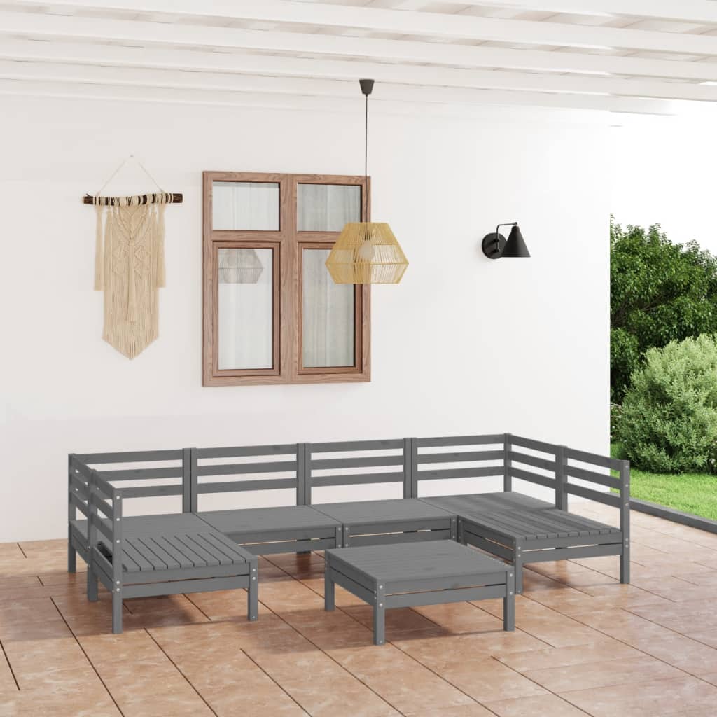 vidaXL 7 pcs conjunto lounge de jardim pinho maciço branco