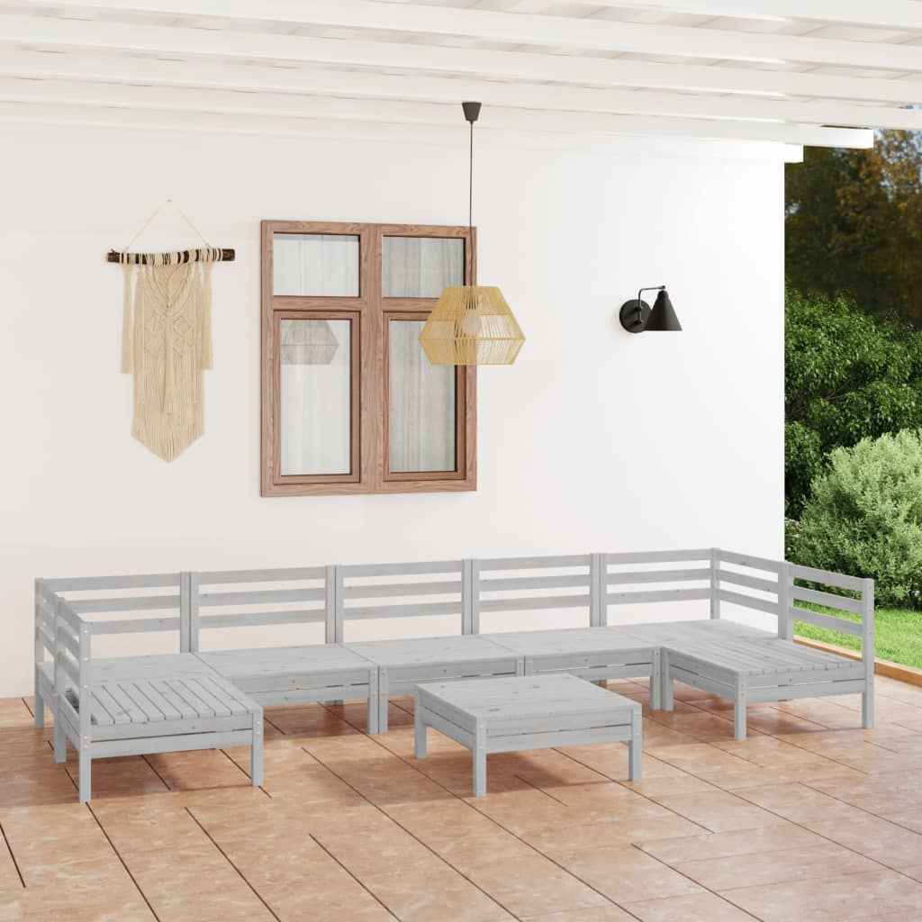 vidaXL 8 pcs conjunto lounge de jardim pinho maciço