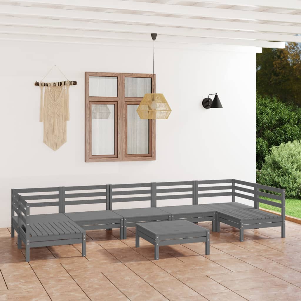 vidaXL 8 pcs conjunto lounge de jardim pinho maciço