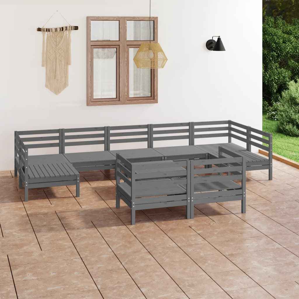 vidaXL 10 pcs conjunto lounge de jardim pinho maciço