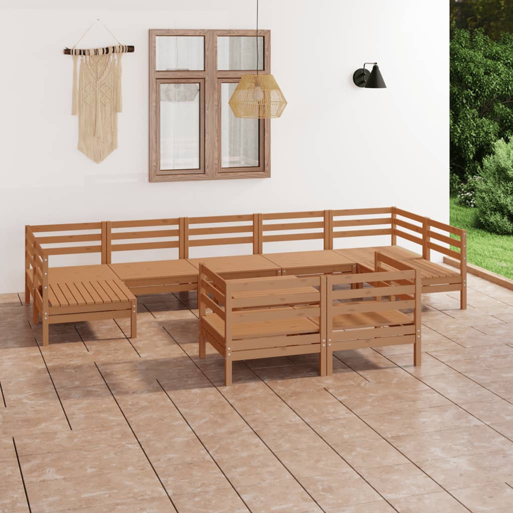 vidaXL 10 pcs conjunto lounge de jardim pinho maciço
