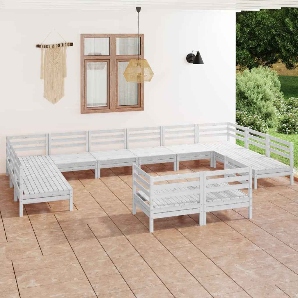 vidaXL 12 pcs conjunto lounge de jardim pinho maciço