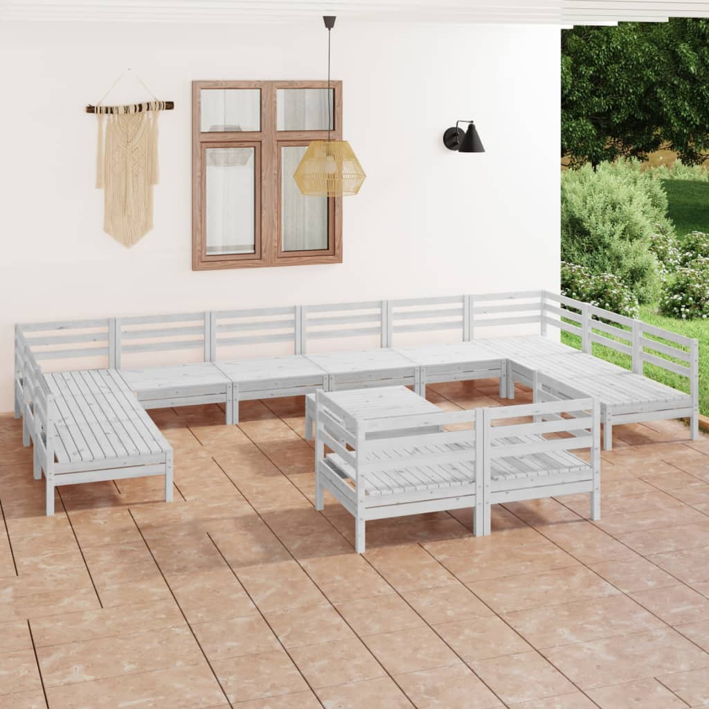 vidaXL 13 pcs conjunto lounge de jardim pinho maciço branco