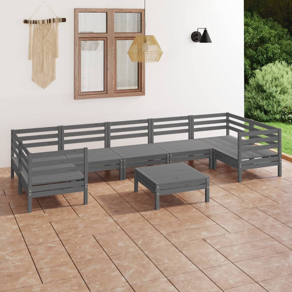 vidaXL 8 pcs conjunto lounge de jardim pinho maciço branco
