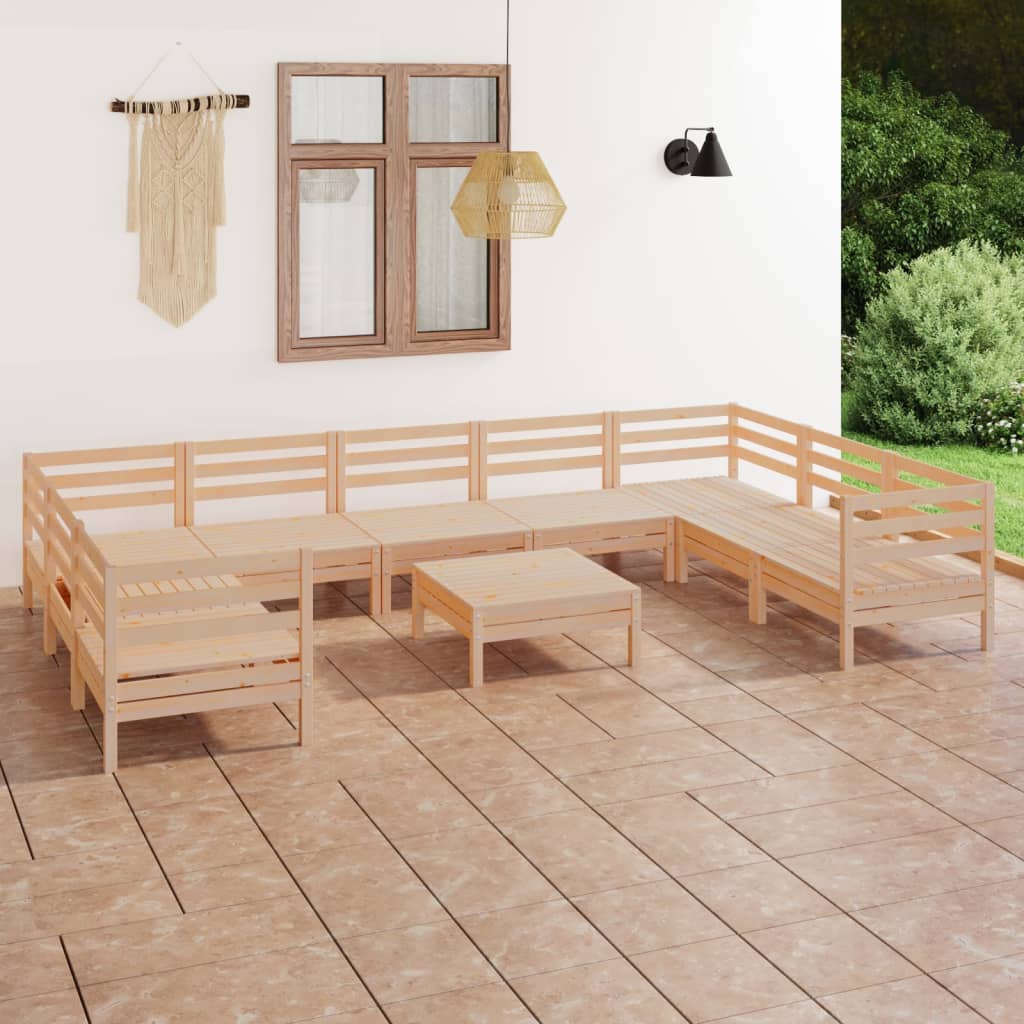 vidaXL 10 pcs conjunto lounge de jardim pinho maciço