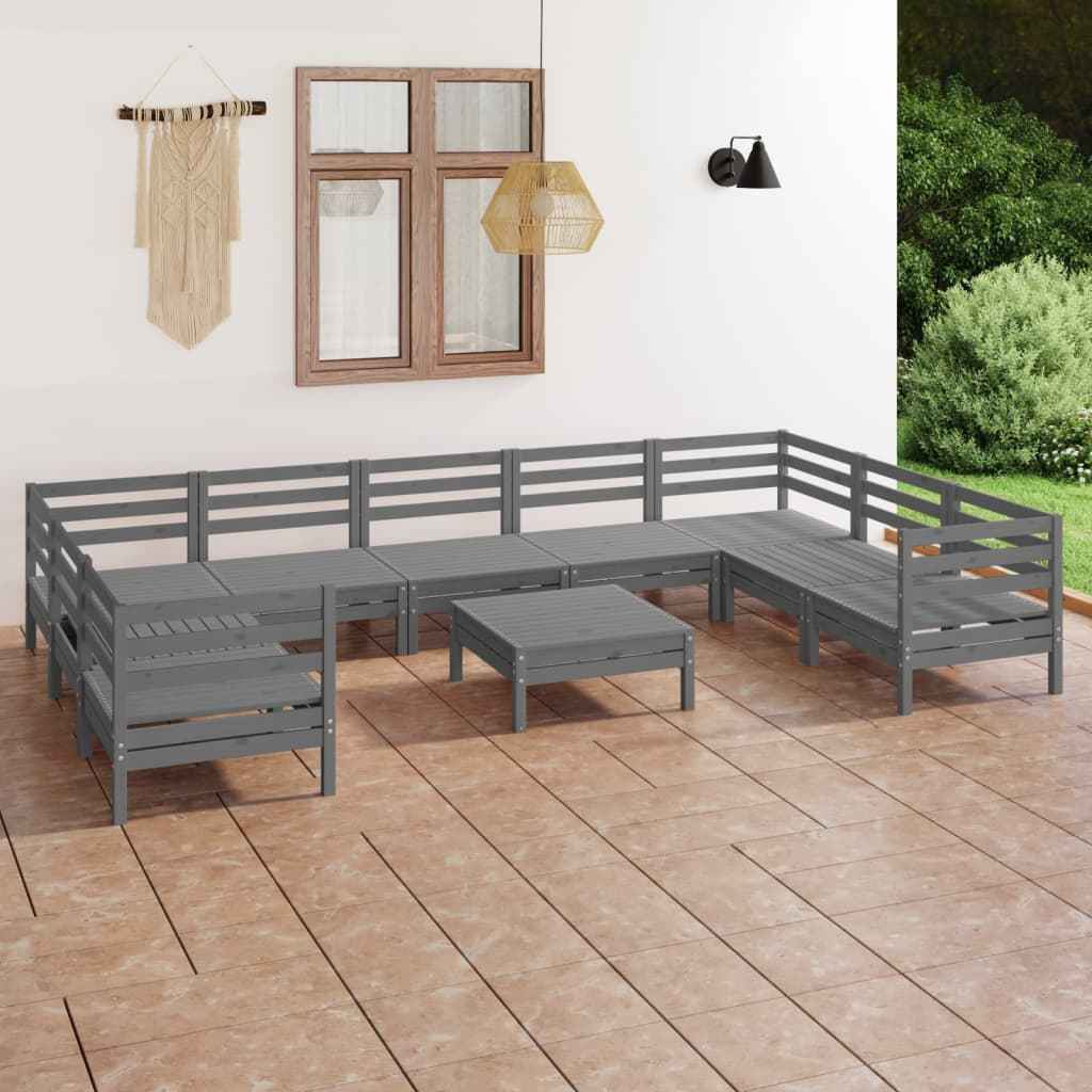 vidaXL 10 pcs conjunto lounge de jardim pinho maciço