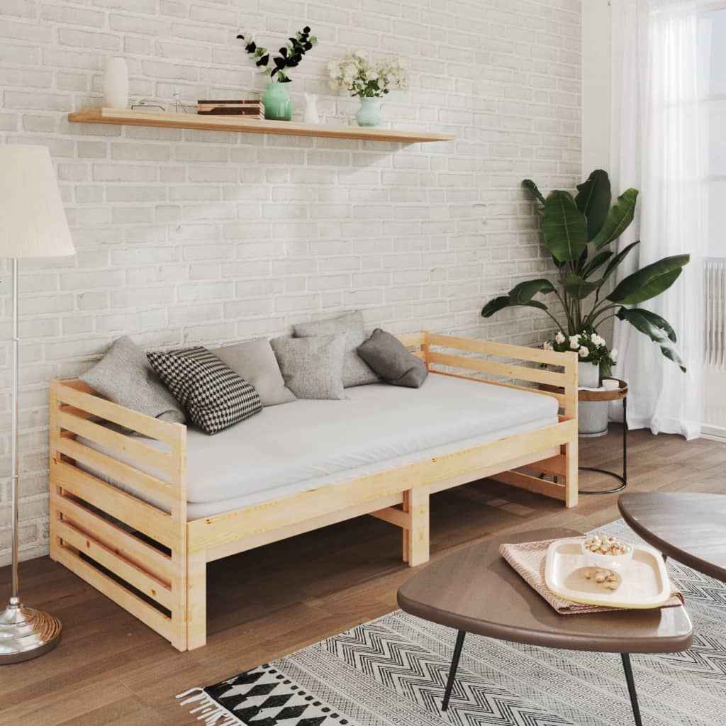 vidaXL Estrutura sofá-cama de puxar 2x(90x200) cm pinho maciço branco