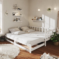 vidaXL Estrutura sofá-cama de puxar 2x(90x200) cm pinho maciço branco
