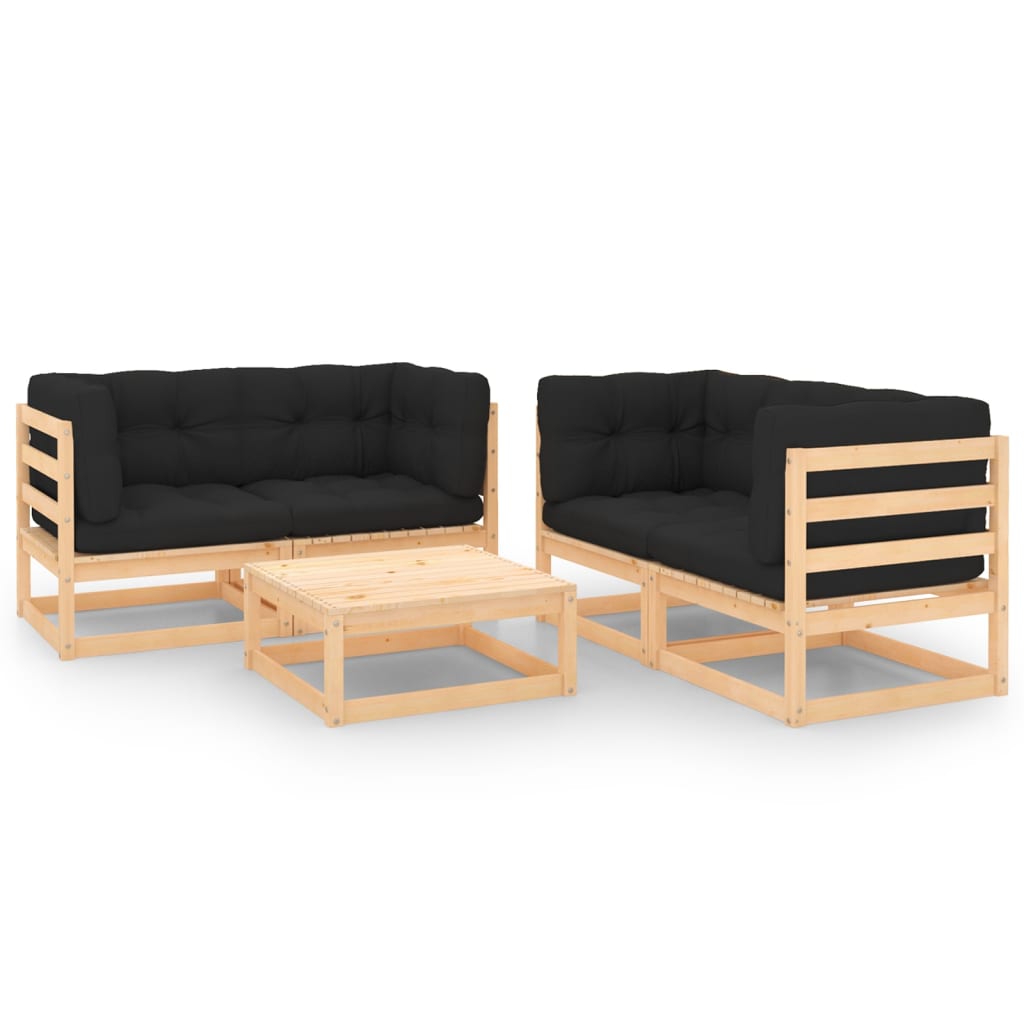 vidaXL 5 pcs conjunto lounge de jardim pinho maciço