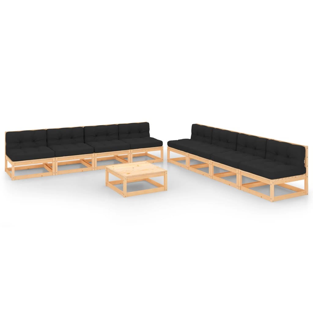 vidaXL 9 pcs conjunto lounge de jardim pinho maciço