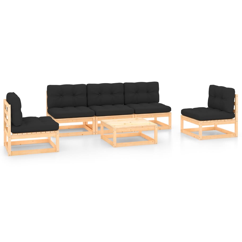 vidaXL 6 pcs conjunto lounge de jardim pinho maciço