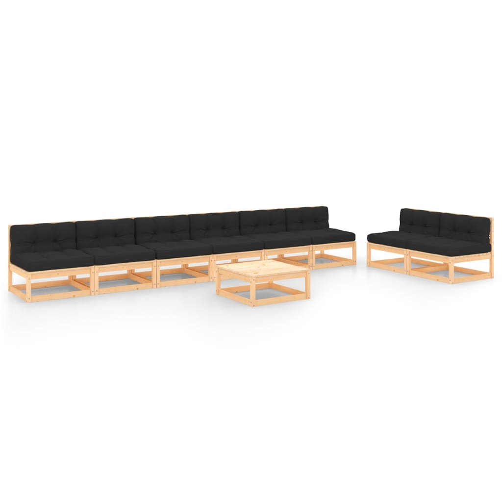 vidaXL 9 pcs conjunto lounge de jardim pinho maciço