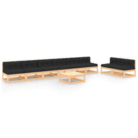 vidaXL 9 pcs conjunto lounge de jardim pinho maciço