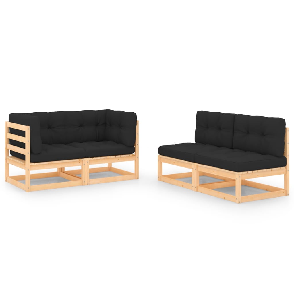 vidaXL 4 pcs conjunto lounge de jardim pinho maciço