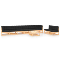 vidaXL 9 pcs conjunto lounge de jardim pinho maciço preto