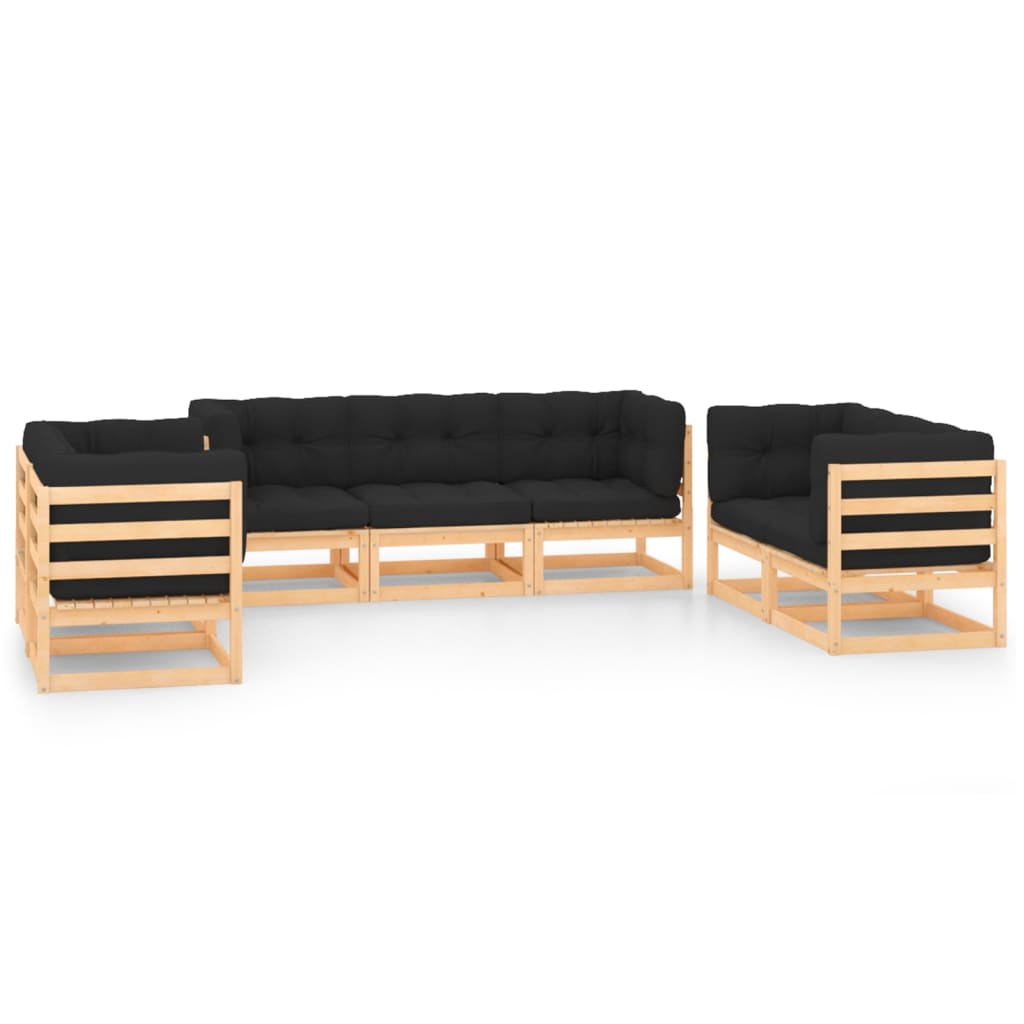 vidaXL 7 pcs conjunto lounge de jardim pinho maciço
