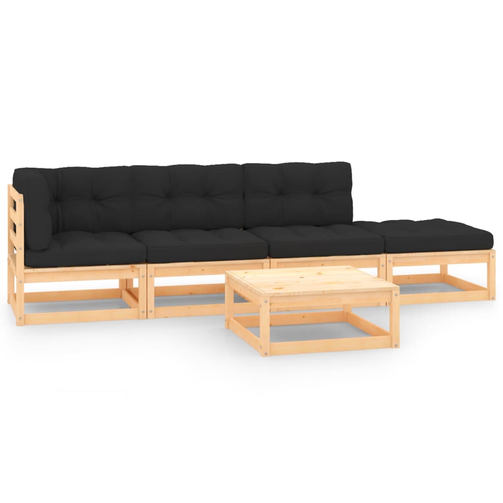 vidaXL 5 pcs conjunto lounge de jardim pinho maciço
